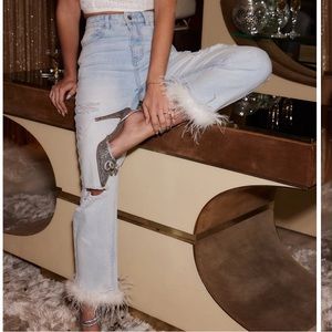 NWT 12th Tribe ASHLEY FAUX FEATHER JEANS